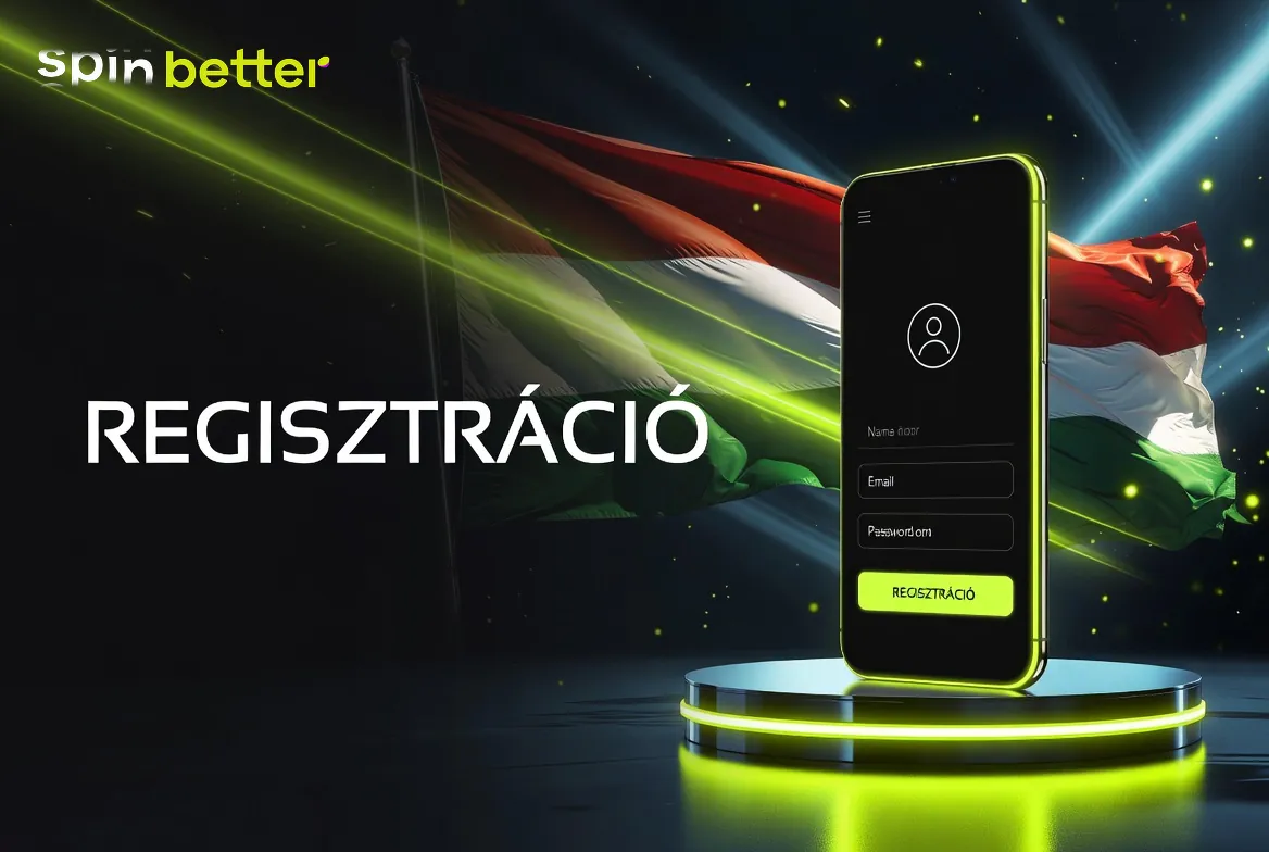 SpinBetter regisztráció űrlapja a pénznem és a promóciós mezővel